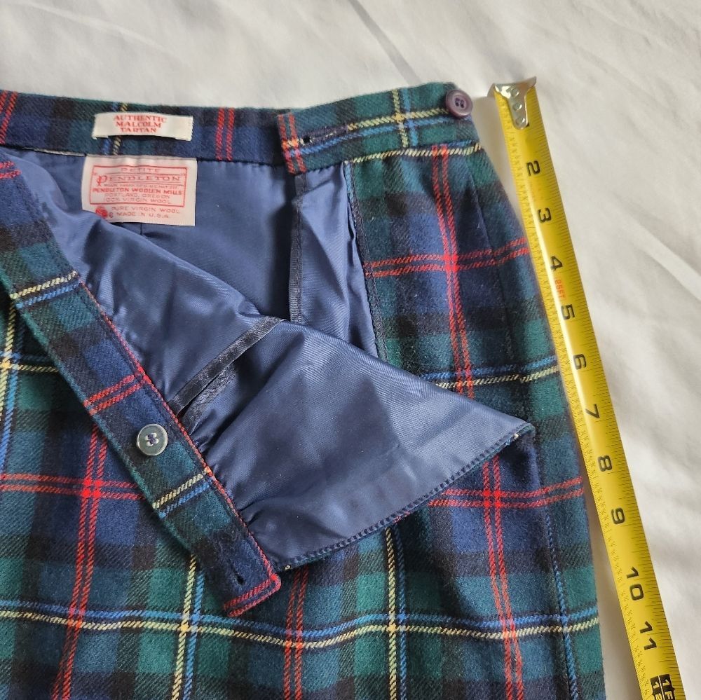 Vintage Pendleton Petite 100% Wool Plaid Pencil Midi Skirt Authentic Tartan - Picture 5 of 11